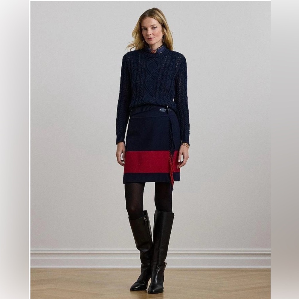Lauren Ralph Lauren Aran Knit Cotton Crewneck Sweater